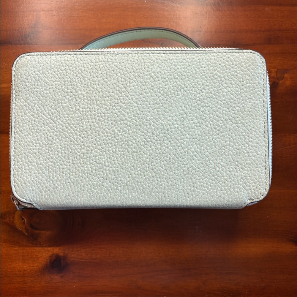 Pebbled Leather Top-Handle Crossbody Bag in Light Mint Double Zip! - Picture 4 of 10